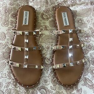 Steve Madden Brown Gladiator Sandals with Studded Straps